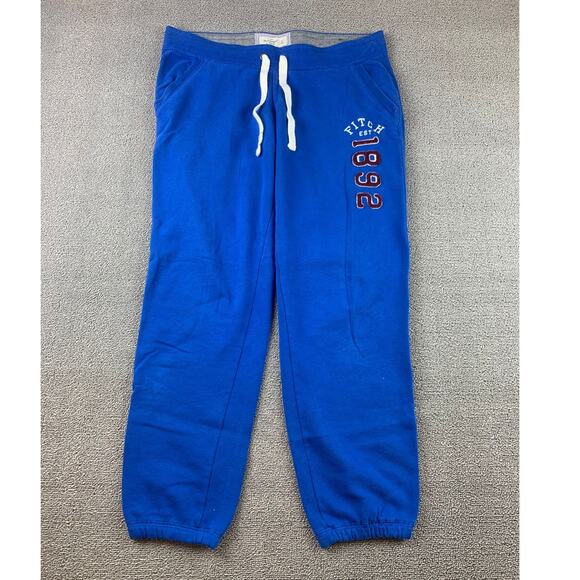 Abercrombie & Fitch Men Medium Blue Sweatpants Drawstring Lounge Athletic - Picture 1 of 8